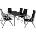 Set di Tavolo e Sedie 6+1 Bern in alluminio Sedie pieghevoli set da pranzo da giardino 150x90cm
