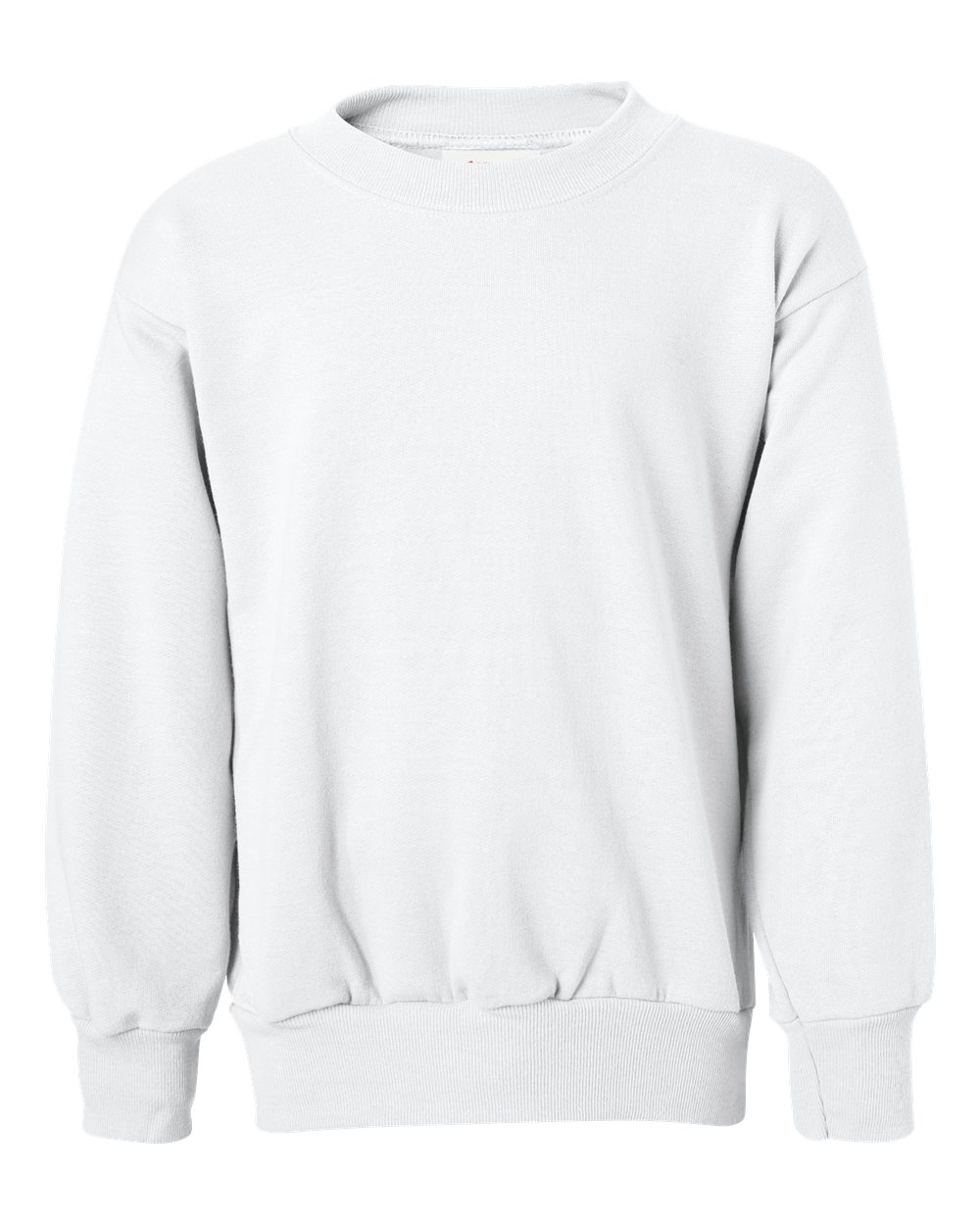 Hanes P360 Youth EcoSmart Crewneck Sweatshirt in White size XS | Cotton Polyester