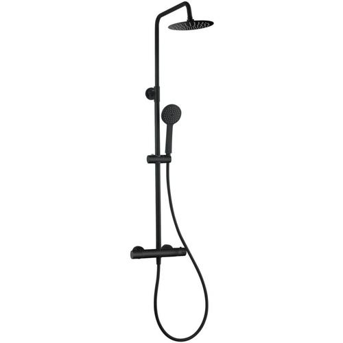 Badplaats – Duschset Samar Duschsystem Duscharmatur mat Schwarz Regendusche komplettset Duschsäule