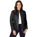 Plus Size Women's Zip Front Leather Jacket by Jessica London in Black (Size 30 W)