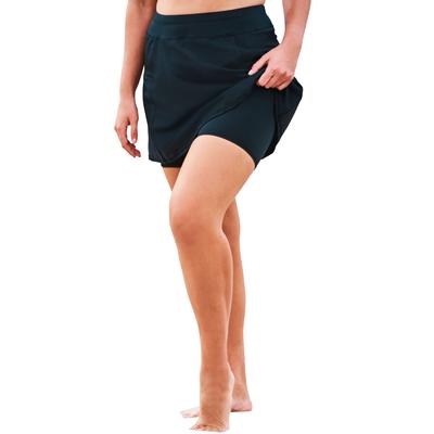 Plus Size Women's Zip-Pocket Swim Skort by Swim 365 in Black (Size 30) Swimsuit Bottoms
