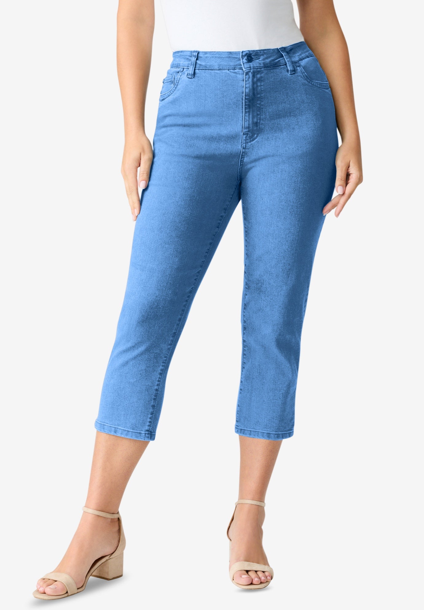 Plus Size Women's Plus Size Classic Stretch Capri Jean by Denim 24/7 by Roamans in Light Stonewash (Size 24 W) Jeans