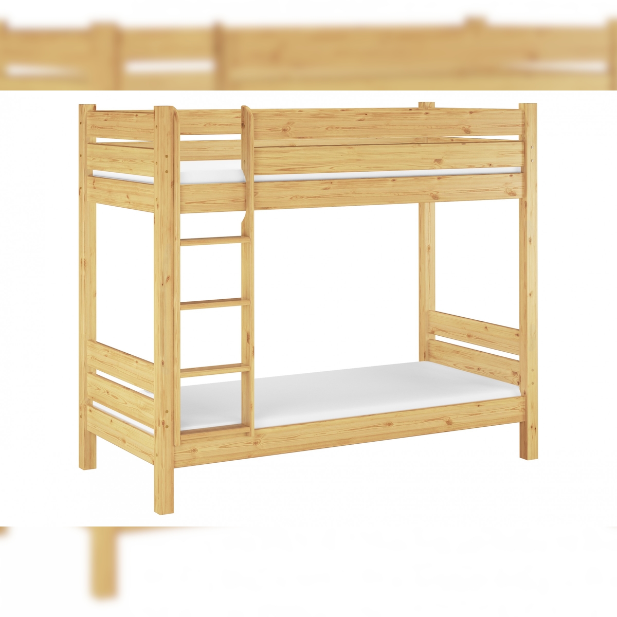 Erst-Holz Massivholz-Etagenbett Kiefer 80x190 Nische 100 Stockbett Rollrost Matratzen 60.16-08-190M Image
