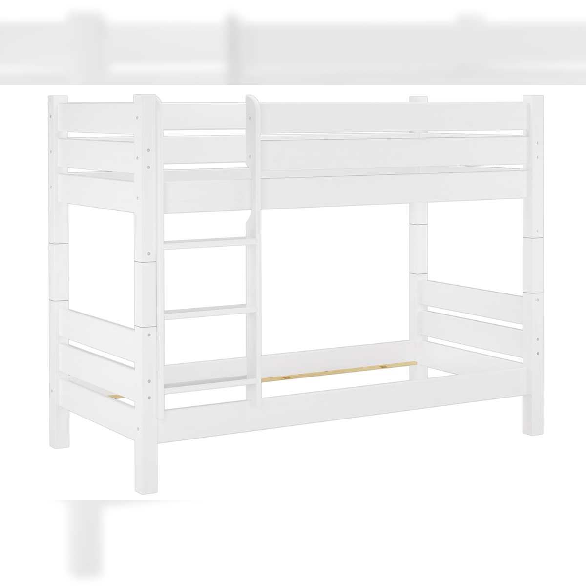 Erst-Holz Kiefer-Stockbett massiv weiß 90x200 Etagenbett teilbar Hochbett ohne Rollrost 60.16-09WT80oR Image