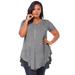 Plus Size Women's Swing Ultra Femme Tunic by Roaman's in Medium Heather Grey (Size 34/36) Short Sleeve V-Neck Shirt