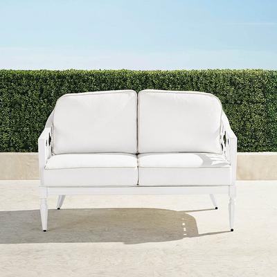 Avery Loveseat with Cushions in White Aluminum - Standard, Rumor Stone - Frontgate