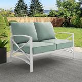 Wade Logan® Mosier Loveseat w/ Cushions Metal in Gray/White | 32 H x 54 W x 30.5 D in | Outdoor Furniture | Wayfair