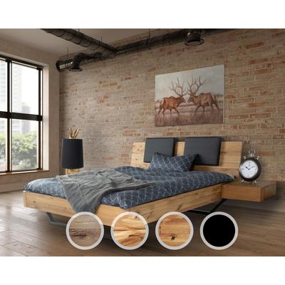 BlackWood »Dolce Vita II« Wildeiche Massivholzbett 140x200 cm / Wildeiche rustic / mit Kissen 2er-Set Image