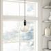 Three Posts™ Inola 1 - Light Single Globe Pendant w/ Glass Accents Glass in Black | 8.9 H x 7.9 W x 7.9 D in | Wayfair