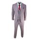 Mens 3 Piece Suit Blush Pink Summer Linen Tailored Fit Wedding Prom Classic - Blush Pink 44