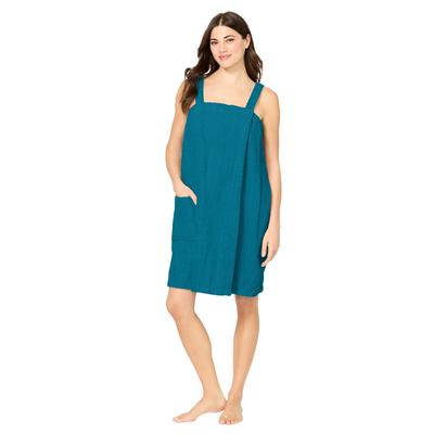 Plus Size Women's Dreams & Co.® Terry Towel Wrap by Dreams & Co. in Deep Teal (Size 38/40) Robe