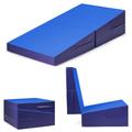 Costway Folding Incline Tumbling Wedge Gymnastics Exercise Mat-Blue
