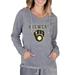 Women's Concepts Sport Gray Milwaukee Brewers Mainstream Terry Long Sleeve Hoodie Top