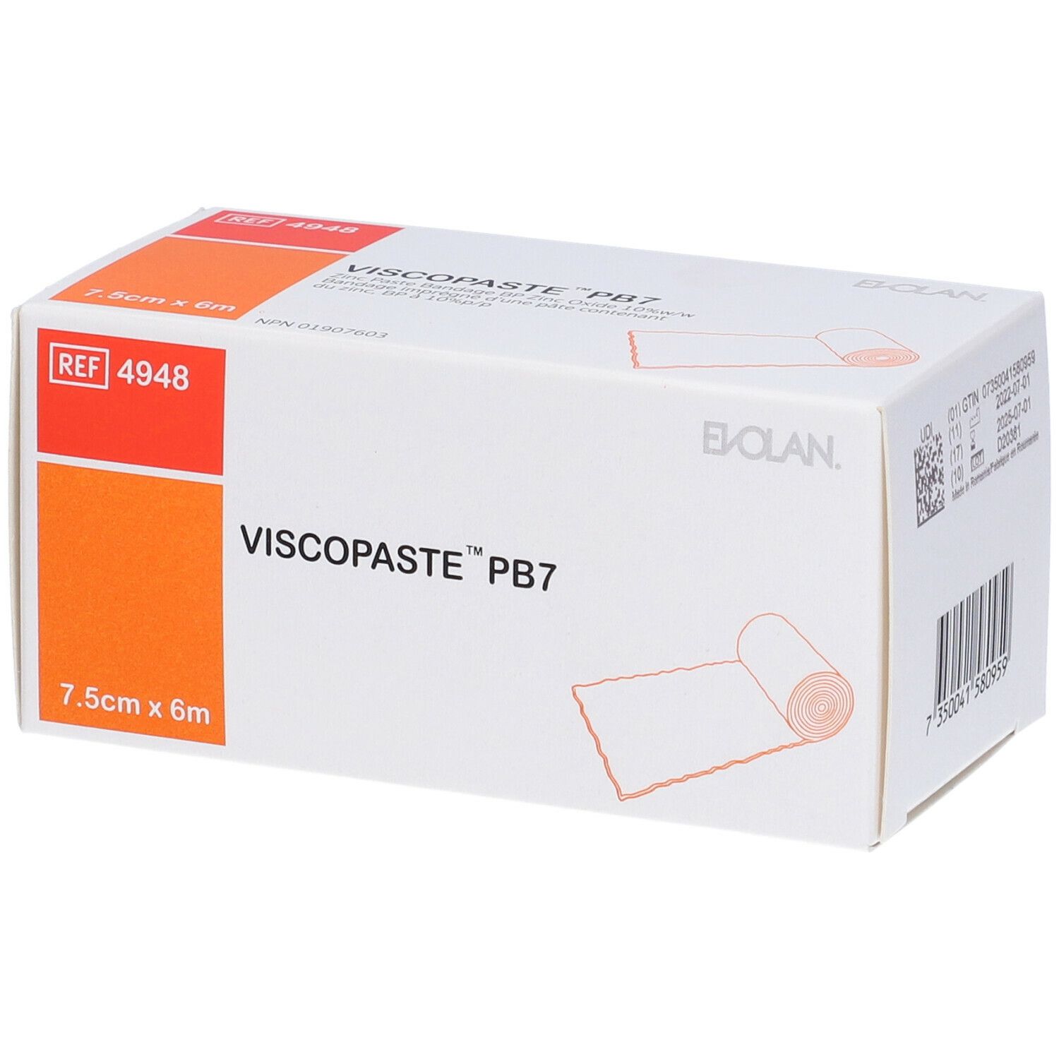 Viscopaste PB7 Bendaggio all'Ossido di Zinco 7,5 cm x 6 m 1 pz Fasciat