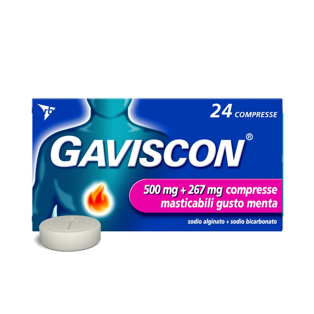 GAVISCON® 500+267 mg Compresse Masticabili Menta 24 pz masticabili