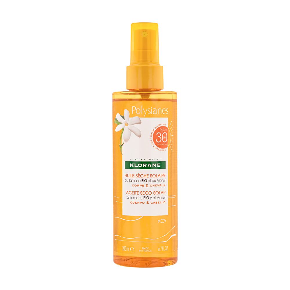 Klorane Olio Secco Solare SPF 30 con Tamanu BIO e Monoi 200ml - Protez