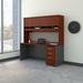 Huckins Executive Desk w/ Hutch Wood in Gray Laurel Foundry Modern Farmhouse® | 72.84 H x 71.09 W x 23.35 D in | Wayfair