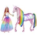 Barbie Dreamtopia Magical Lights Unicorn with Rainbow Mane, Lights & Sounds, Barbie Royal Doll with Pink Hair and Food Accessory, Gift for 3 to 7 Year Olds, GWM78