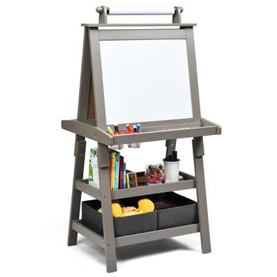 Costway 3 in 1 Double-Sided Storage Art Easel-Gray