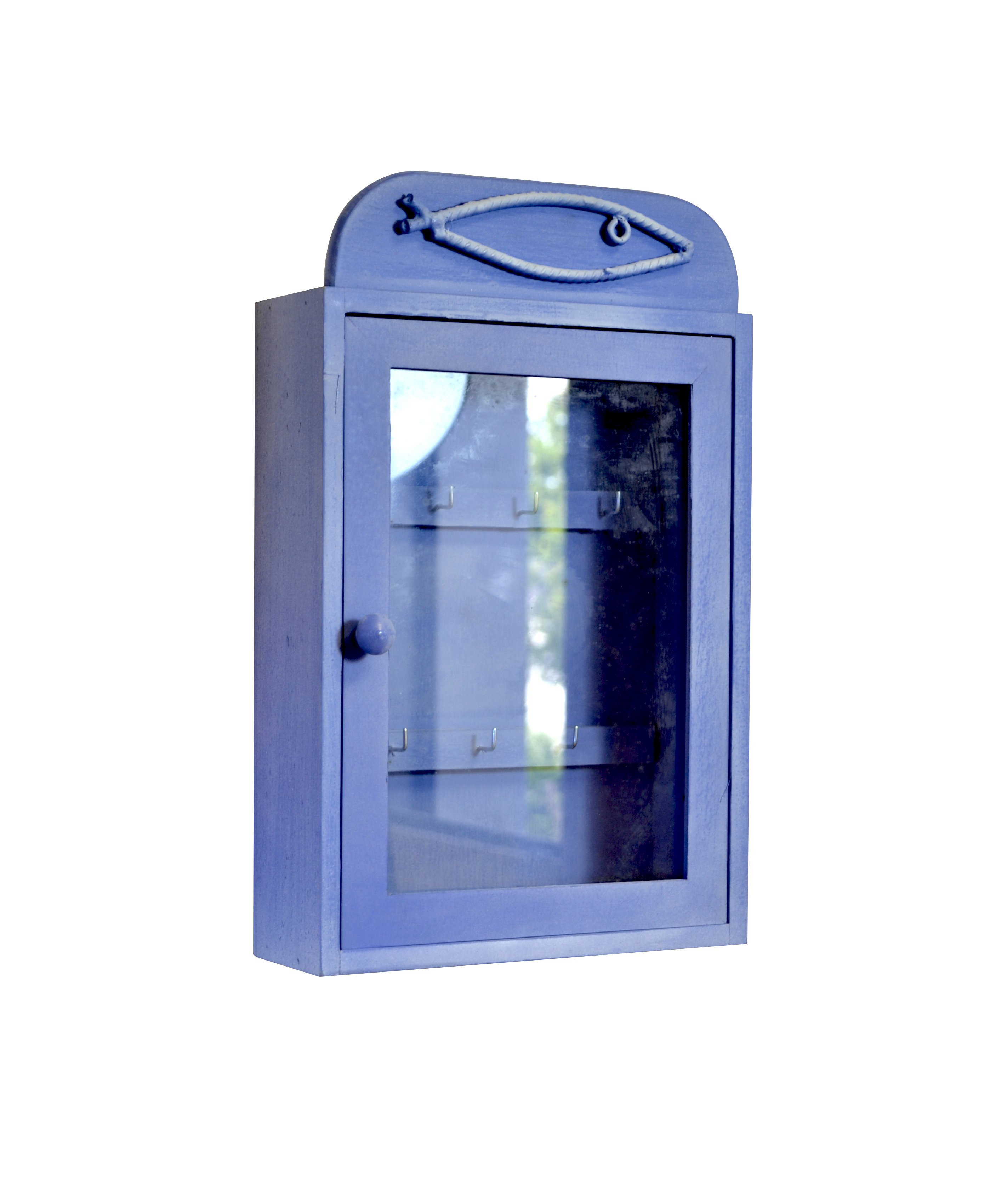 Boite à clefs Azur bleu patine en bois - Bleu patine