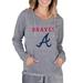 Women's Concepts Sport Gray Atlanta Braves Mainstream Terry Long Sleeve Hoodie Top