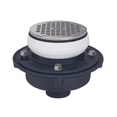 Zurn Elkay ZN415-2NH-5BZ1 EZ1 Cast Iron Floor and Shower Drain with 5" Round Type B Polished Nickel Bronze Strainer and 2" No-Hub Outlet