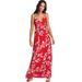 Plus Size Women's Knit Surplice Maxi Dress by ellos in Hot Red White Floral (Size 5X)