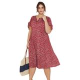 Plus Size Women's Tie-Sleeve Dress by ellos in Classic Red Floral (Size 18)