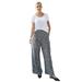 Plus Size Women's Wide-Leg Soft Pants with Back Elastic by ellos in Black Grey Print (Size 1X)