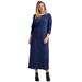 Plus Size Women's 3/4 Sleeve Knit Maxi Dress by ellos in Navy (Size 2X)