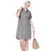 Plus Size Women's Button Front Linen Shirtdress by ellos in Olive Grey (Size 22)