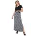 Plus Size Women's Knit Maxi Skirt by ellos in Black White Floral (Size 5X)