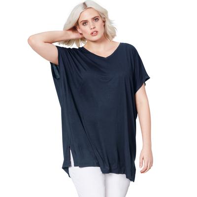 Plus Size Women's Oversized Tunic by ellos in Rich Navy (Size L)
