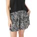 Plus Size Women's Flowy Shorts by ellos in Black White Fern (Size 18/20)