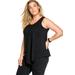 Plus Size Women's V-Neck Pointed Front Tank by ellos in Black (Size 10/12)