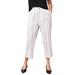 Plus Size Women's Straight Leg Cropped Linen Trousers by ellos in White Black Stripe (Size 20)