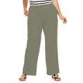 Plus Size Women's Linen Blend Drawstring Pants by ellos in Olive Grey (Size 34)