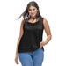 Plus Size Women's Lace-Trim Tank by ellos in Black (Size 18/20)