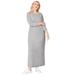 Plus Size Women's 3/4 Sleeve Knit Maxi Dress by ellos in Heather Grey (Size L)