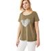 Plus Size Women's Love Ellos Graphic Tee by ellos in Burnt Olive Heart (Size 3X)