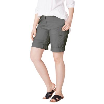 Plus Size Women's Convertible Cargo Shorts by ellos in Slate (Size 10)