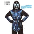 "CYBER NINJA" (hooded coat, tabard, belt, arm guards, mask with flashing light eyes & 3 robot voice sounds) (3 x AAA batteries included) - (128 cm / 5-7 Years)