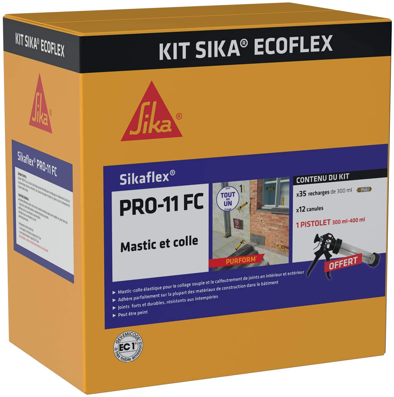 Kit SIKAFLEX PRO 11 FC ECOFLEX 35 poches recharges blanc + 1 pistolet SIKA 665536