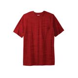 Men's Big & Tall Shrink-Less Lightweight Pocket Crewneck T-Shirt by KingSize in Red Marl (Size L)