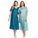 Plus Size Women's 2-Pack Short Silky Gown by Only Necessities in Deep Teal Pale Ocean (Size 4X) Pajamas