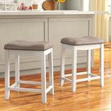 Lark Manor™ Arehart Counter & Bar Stool Wood in White/Brown | 24 H x 18.13 W x 13 D in | Wayfair 6D6393A755294D419DCDC974C8931E74