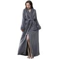 KINOW Ladies Cosy Spa Dressing Gown Warm Long Robe Bath Gown Fleece Loungewear Grey XL