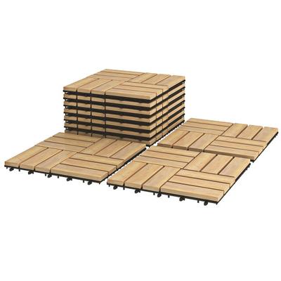 Costway 10 Pieces 12 x 12 Inch Acacia Wood Interlo...