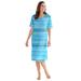 Plus Size Women's Print Sleepshirt by Dreams & Co. in Caribbean Blue Stripe (Size M/L) Nightgown