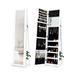Costway Standing Lockable Jewelry Storage Organizer with Full-Length Mirror-White